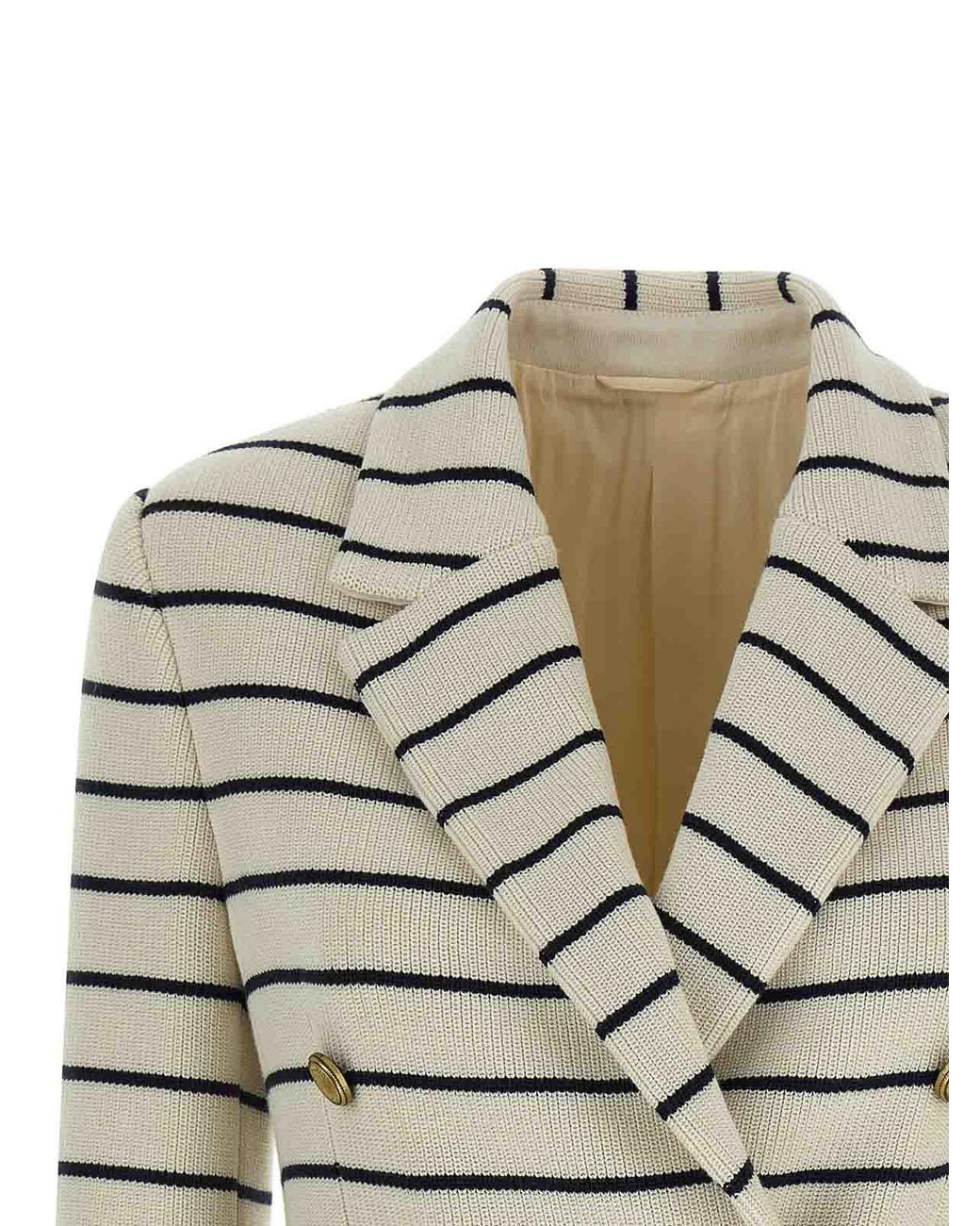 Brunello Cucinelli Gray Striped Sweater Blazer