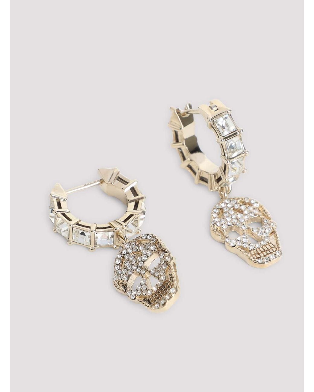 McQueen White Pav Skull Earrings
