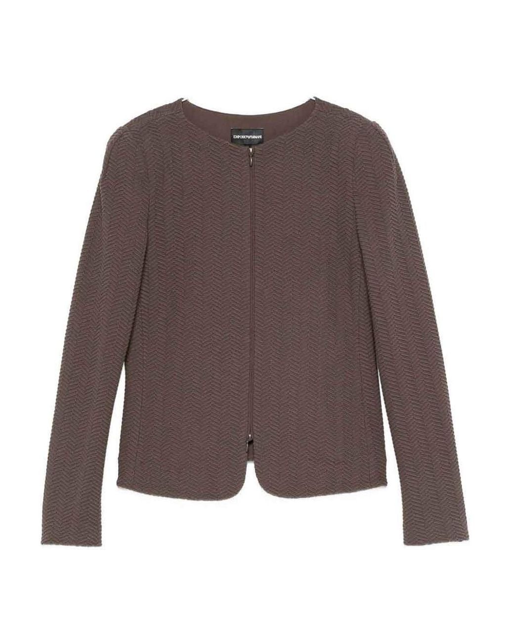 Emporio Armani Brown Cotton Blend Blazer Jacket