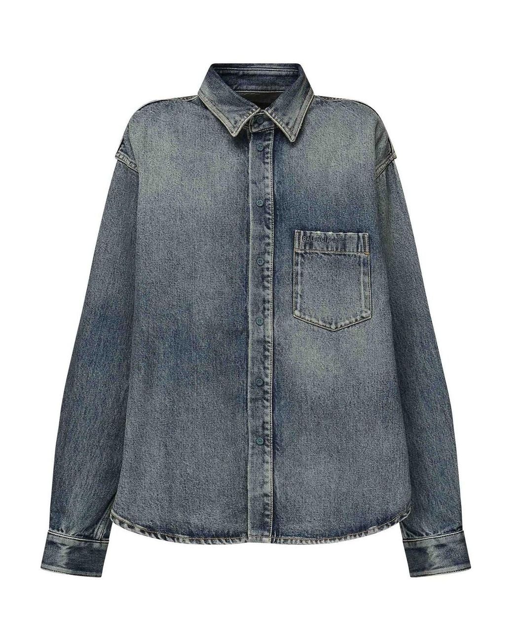 Balenciaga Blue Cotton Shirt With Chest Pocket