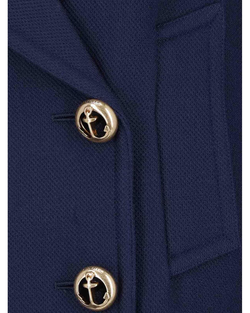 Balenciaga Blue Double-Breasted Wool Pea Coat