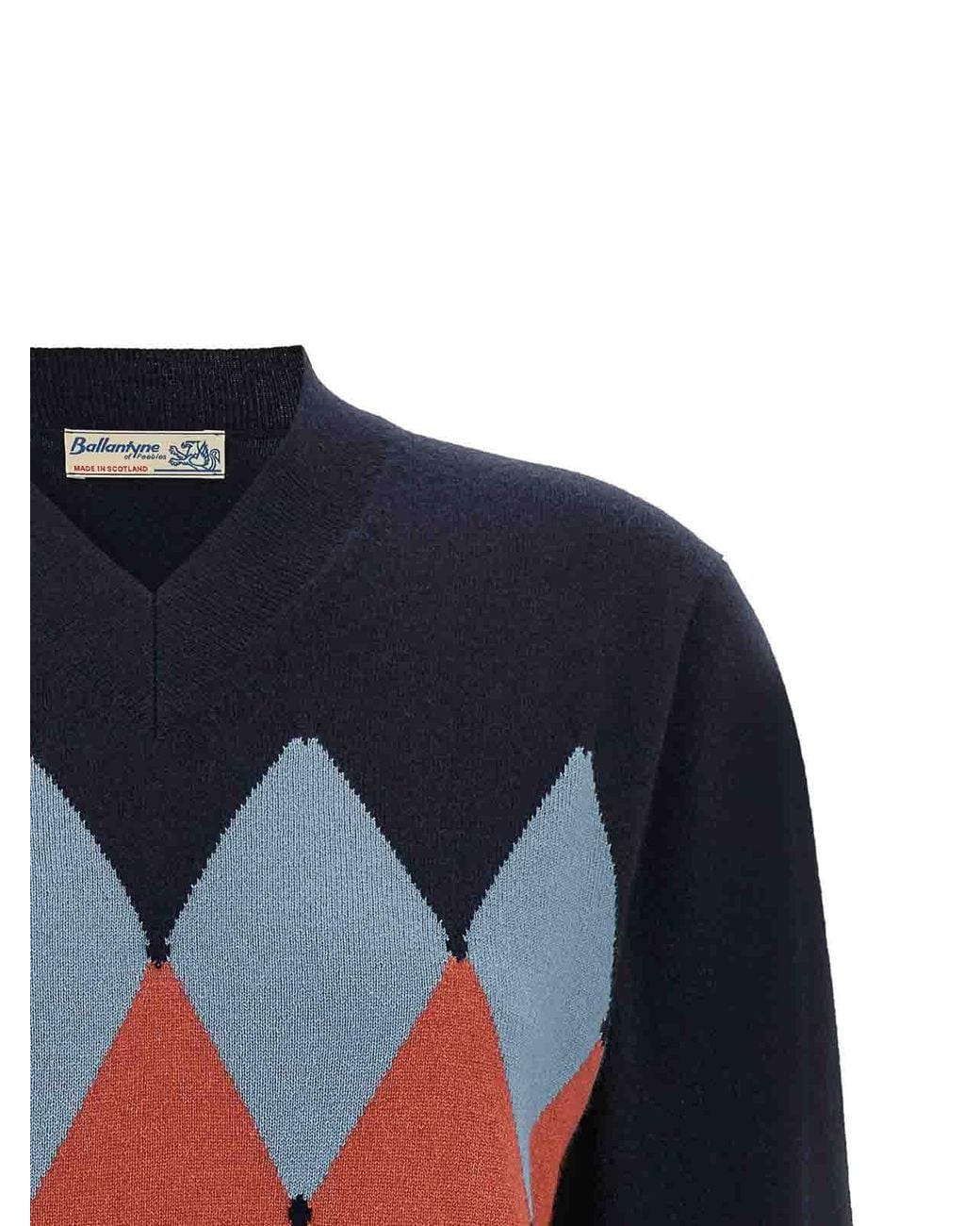 Ballantyne Blue Argyle V-Knit
