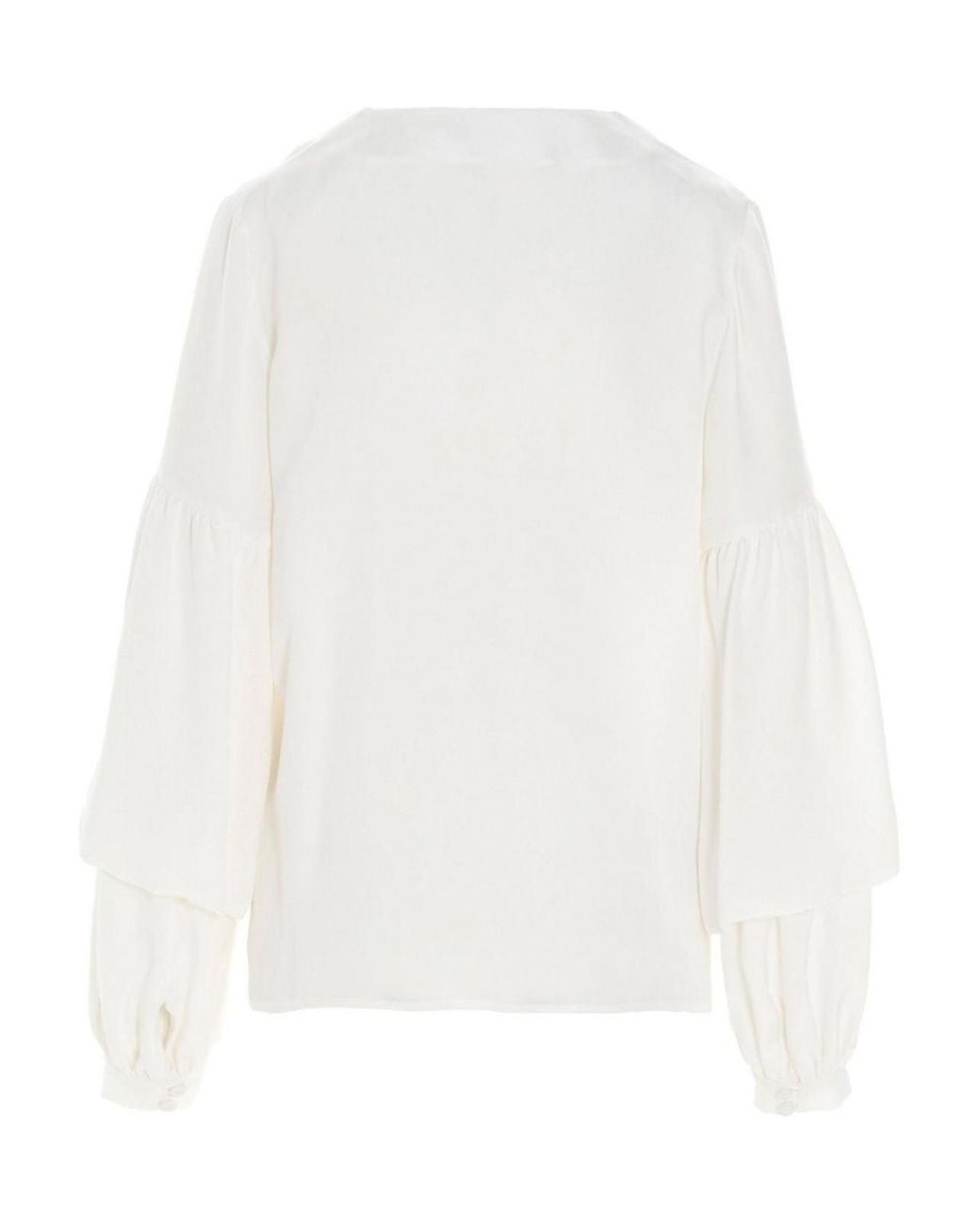 DI.LA3 PARI' White Puff-Sleeve Silk Shirt