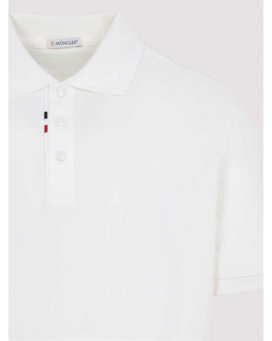 Moncler White Cotton Polo for men