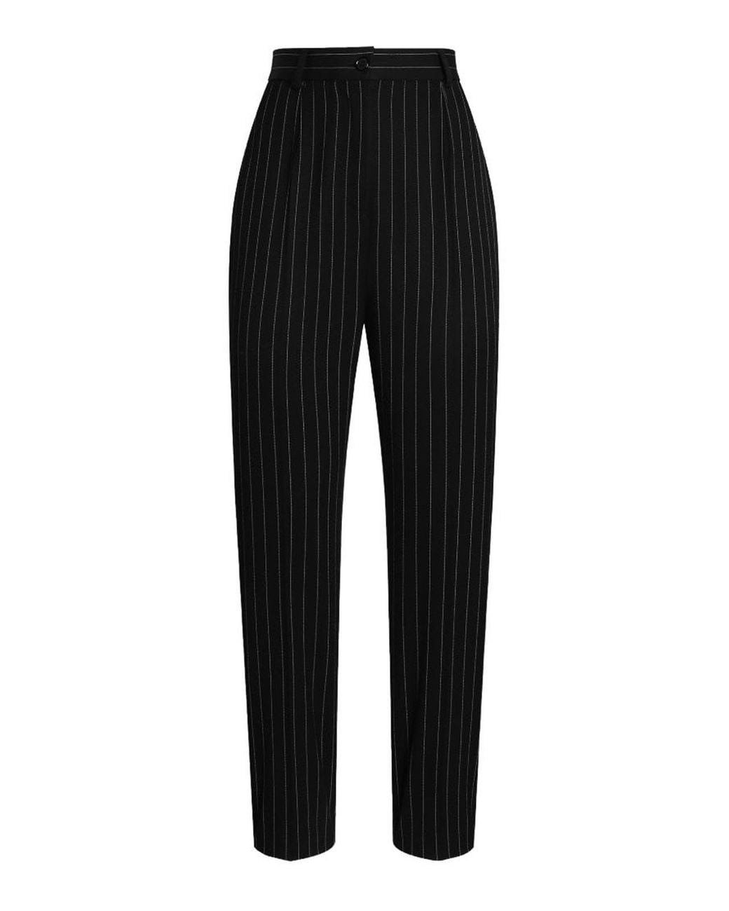 Dolce & Gabbana Black High-Waisted Wool Trousers
