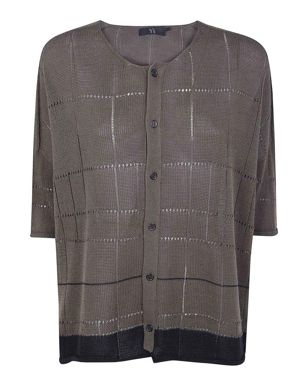 Y's Yohji Yamamoto Gray Drop Shoulder Medium Length Cardigan