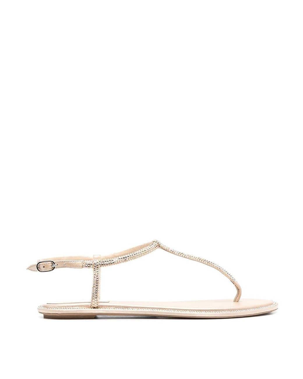 Rene Caovilla Natural Diana Satin Flat Thongs