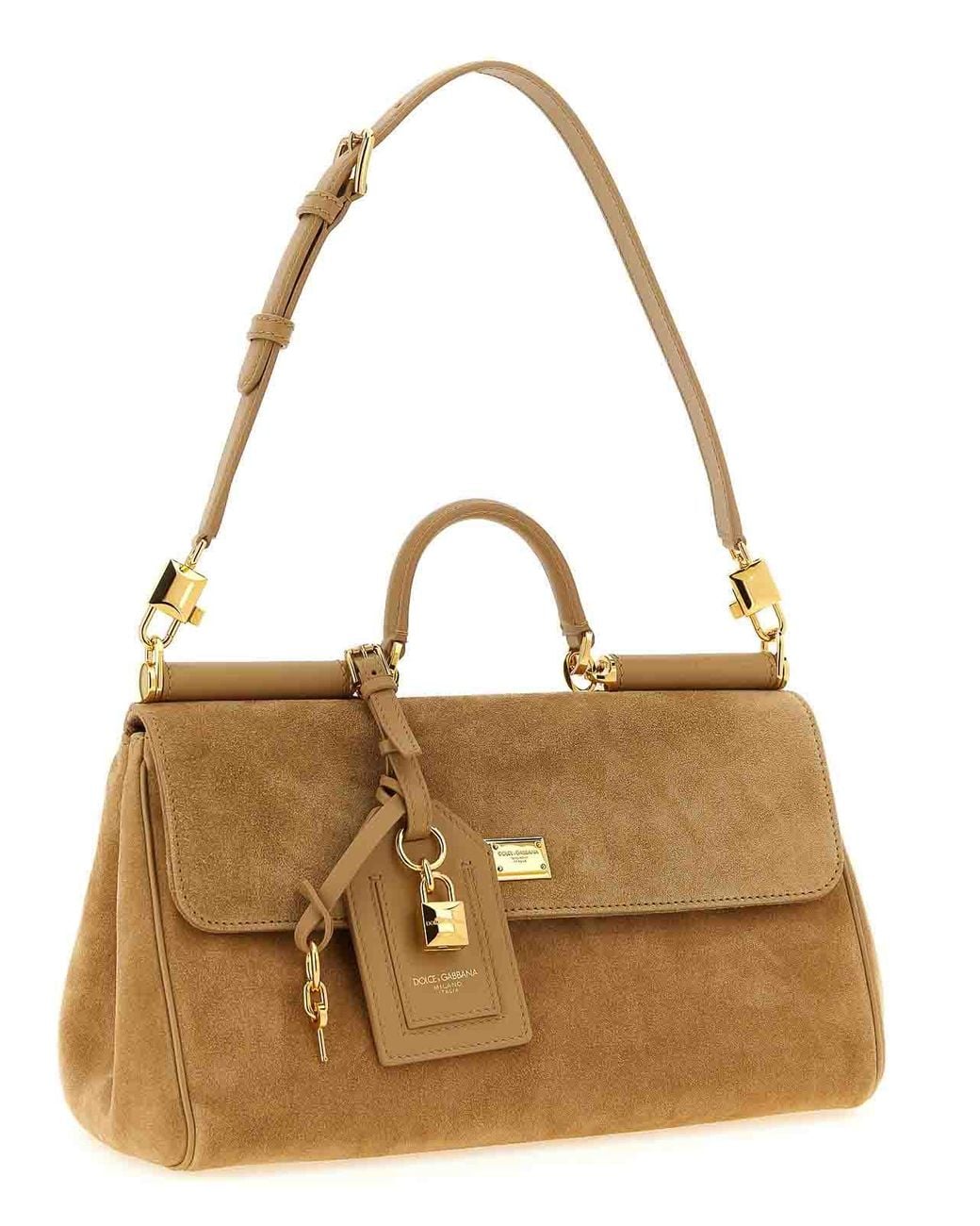 Dolce & Gabbana Natural My Sicily Suede Handbag