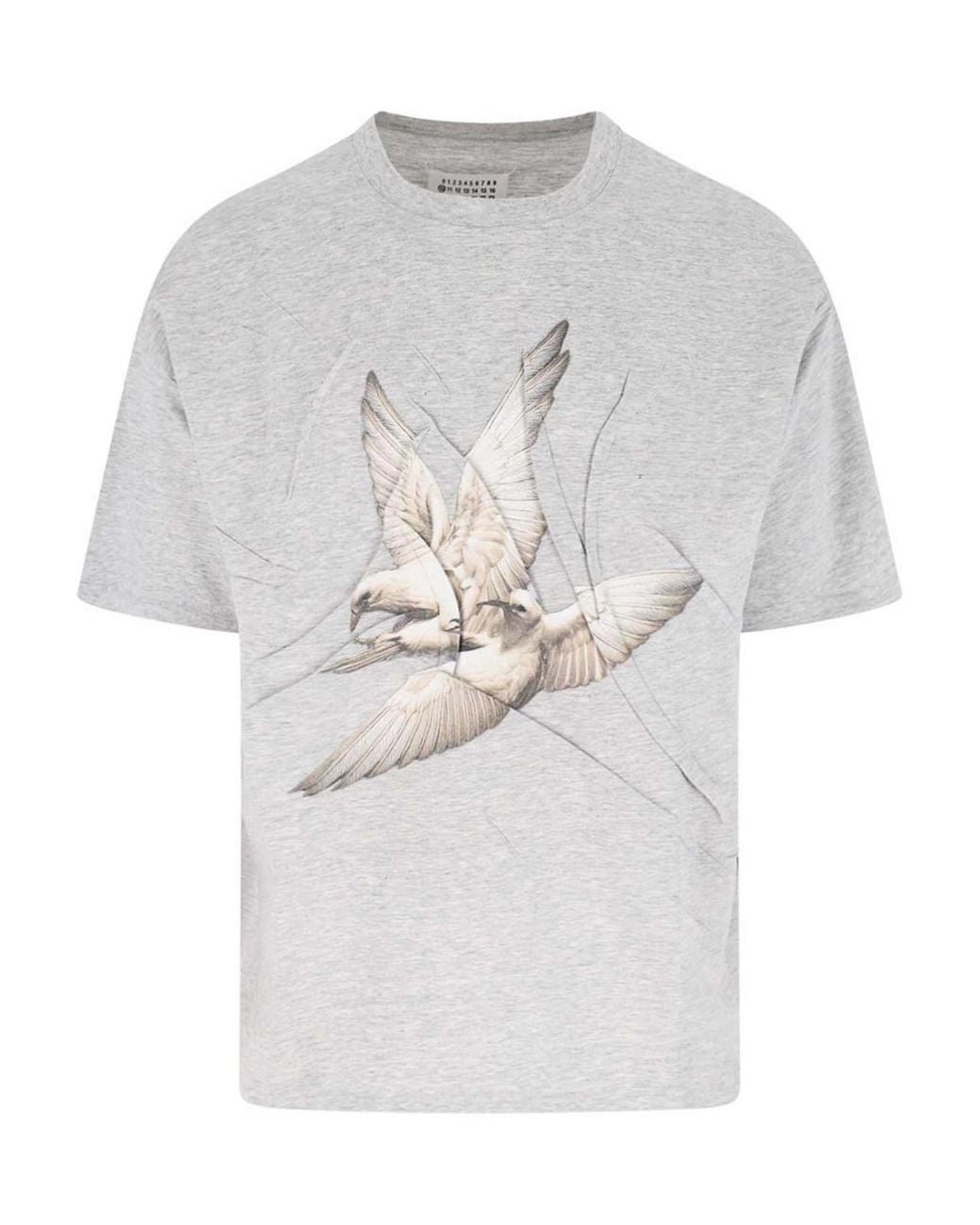 Maison Margiela White Creased Bird T-Shirt for men