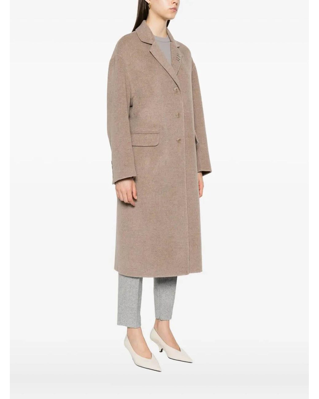 Ermanno Scervino Natural Single-Breasted Coat
