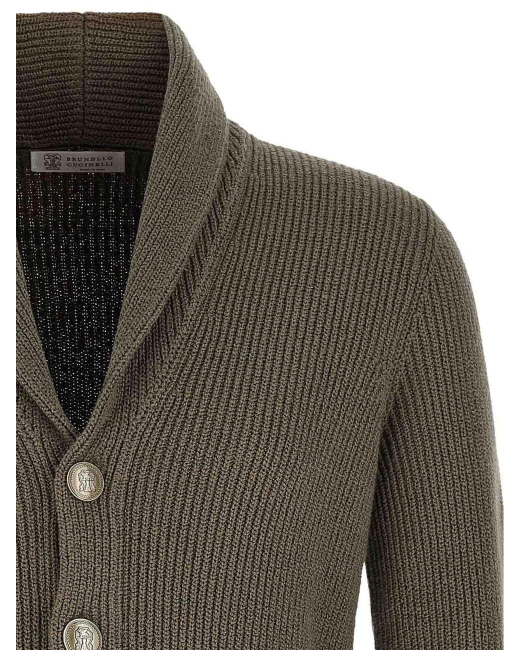 Brunello Cucinelli Green Malfil Cotton Cardigan for men