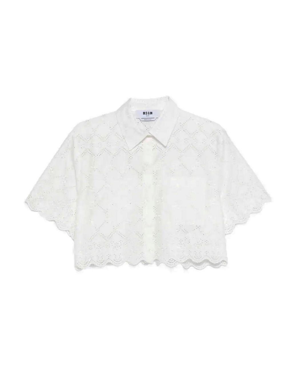 MSGM White Shirt With Sangallo Embroidery