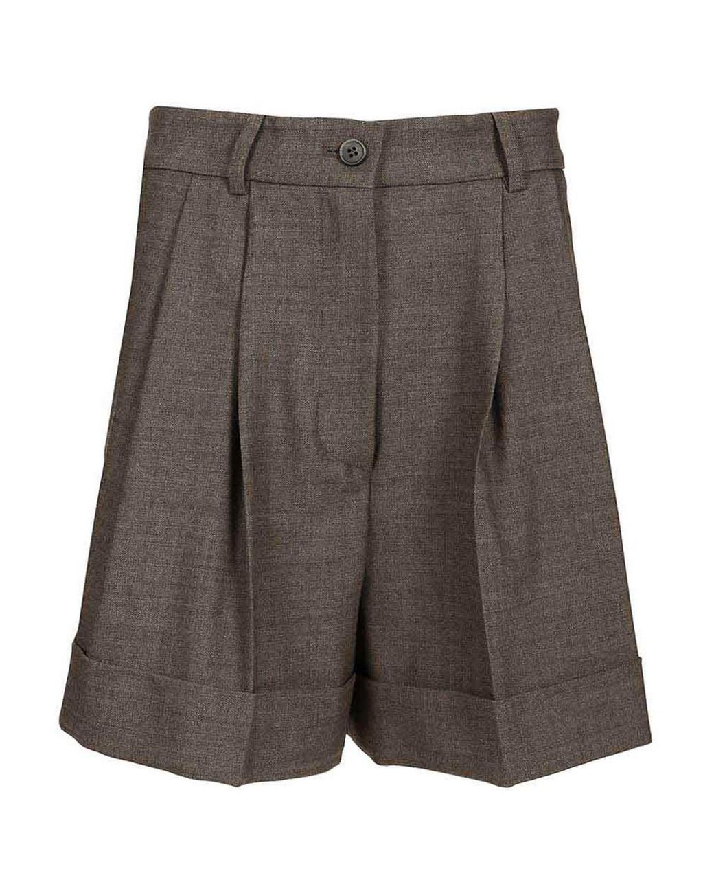 P.A.R.O.S.H. Gray Wool Blend Pleated Shorts