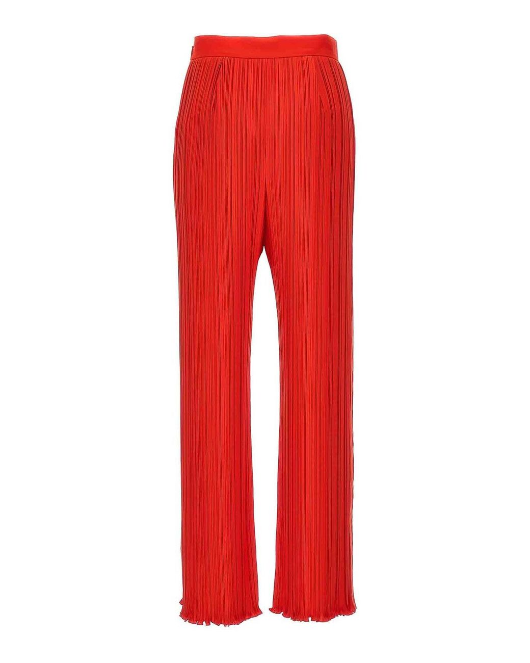 Lanvin Red Wide-Leg Pleated Trousers With Side Zip Closure