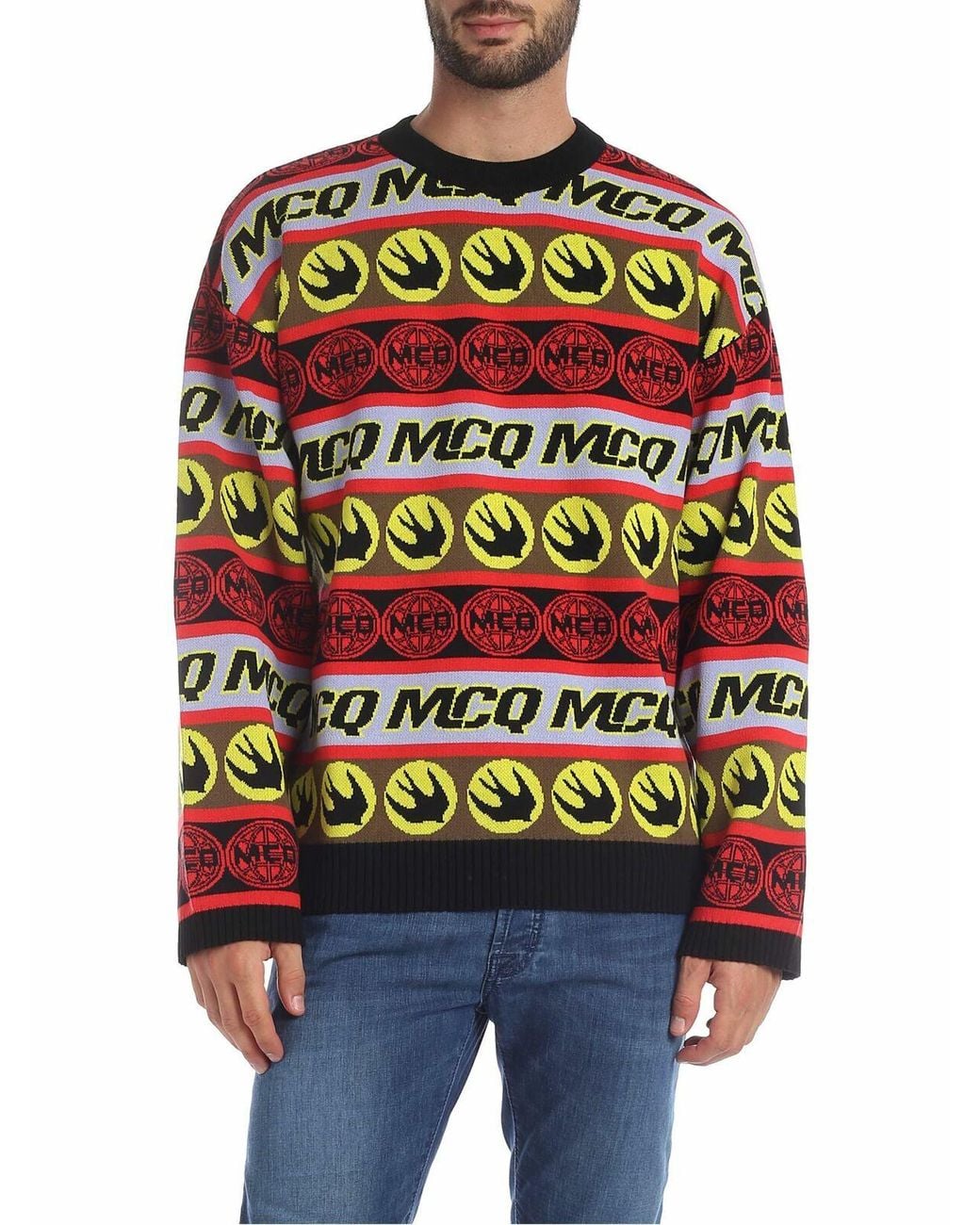 McQ Alexander McQueen Black Tape Crew-Neck Pullover for men