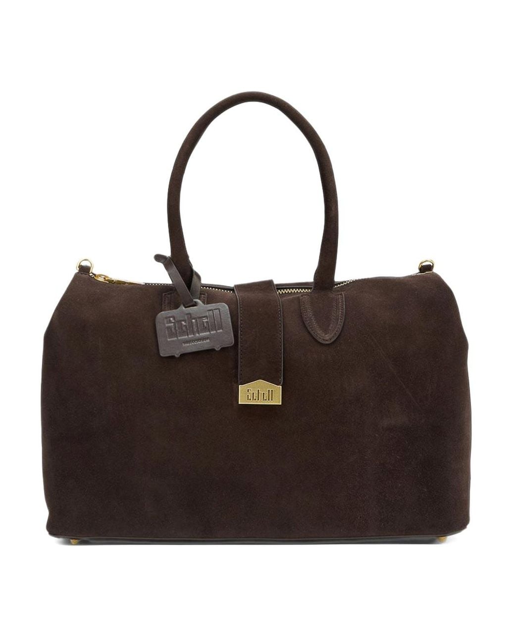 Schell Brown Large Dark Suede Leather Handbag