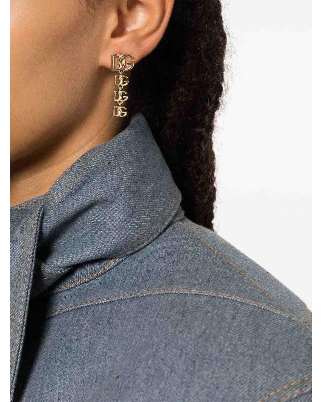 Dolce & Gabbana Metallic Dg Logo Long Earrings 925