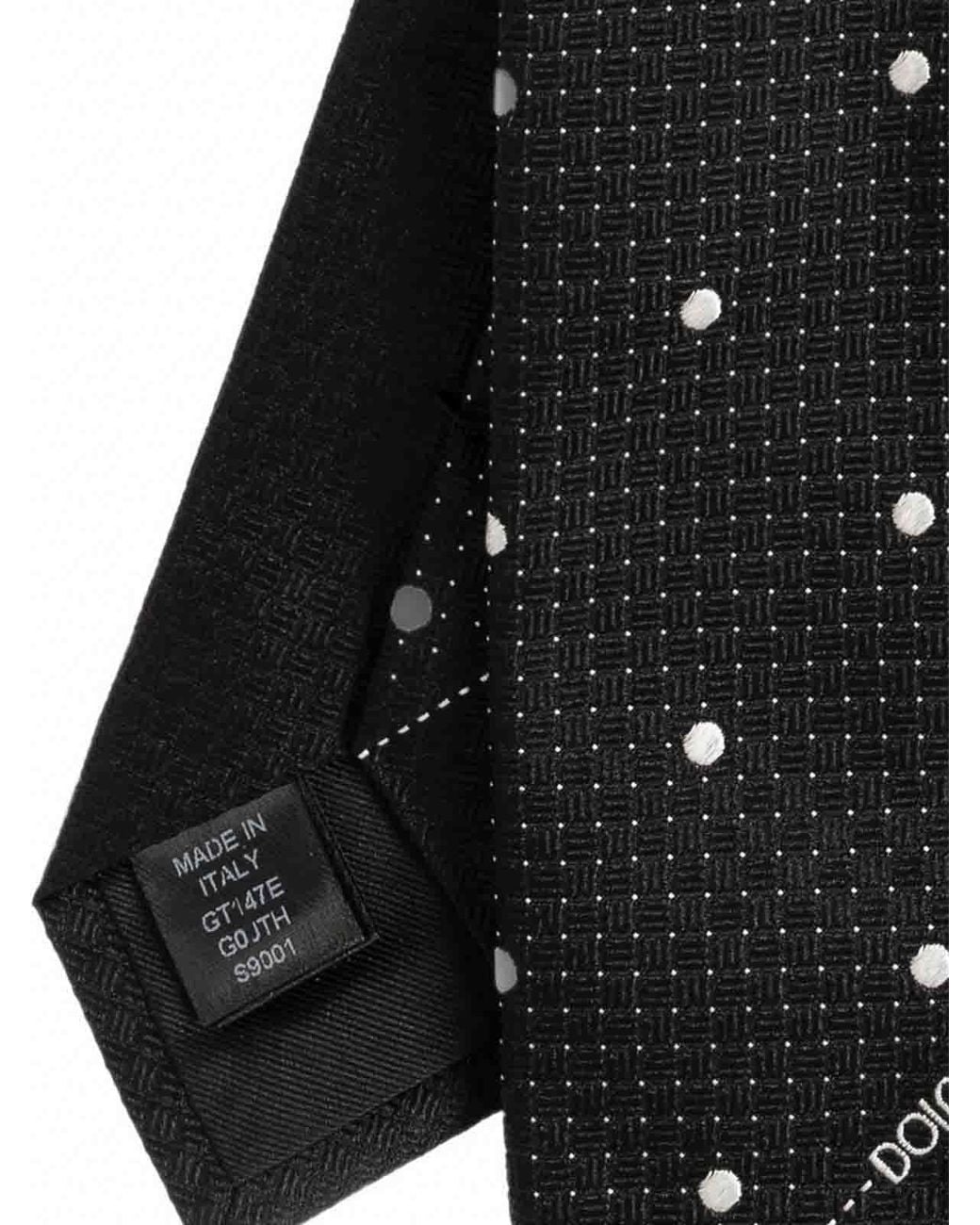 Dolce & Gabbana Black Polka-Dot Silk Jacquard Tie for men