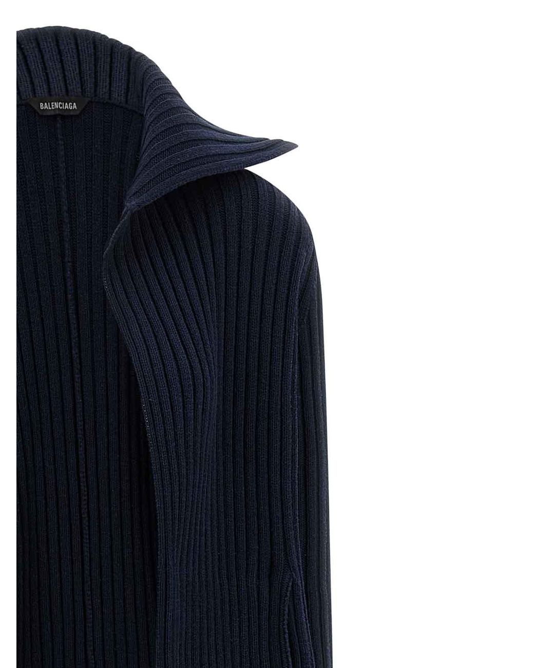 Balenciaga Blue Ribbed Cardigan
