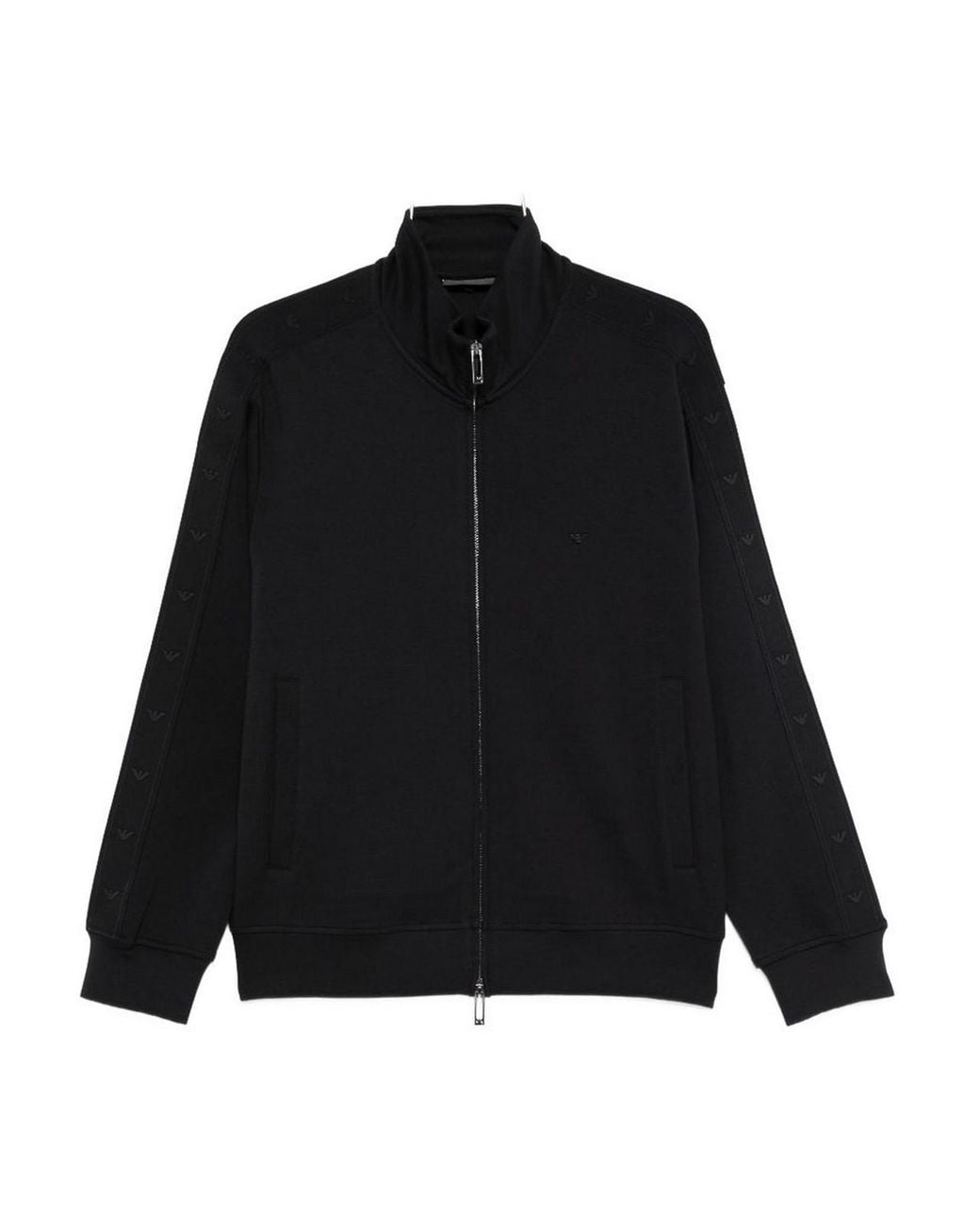 Emporio Armani Black Cotton Zipped Sweatshirt for men