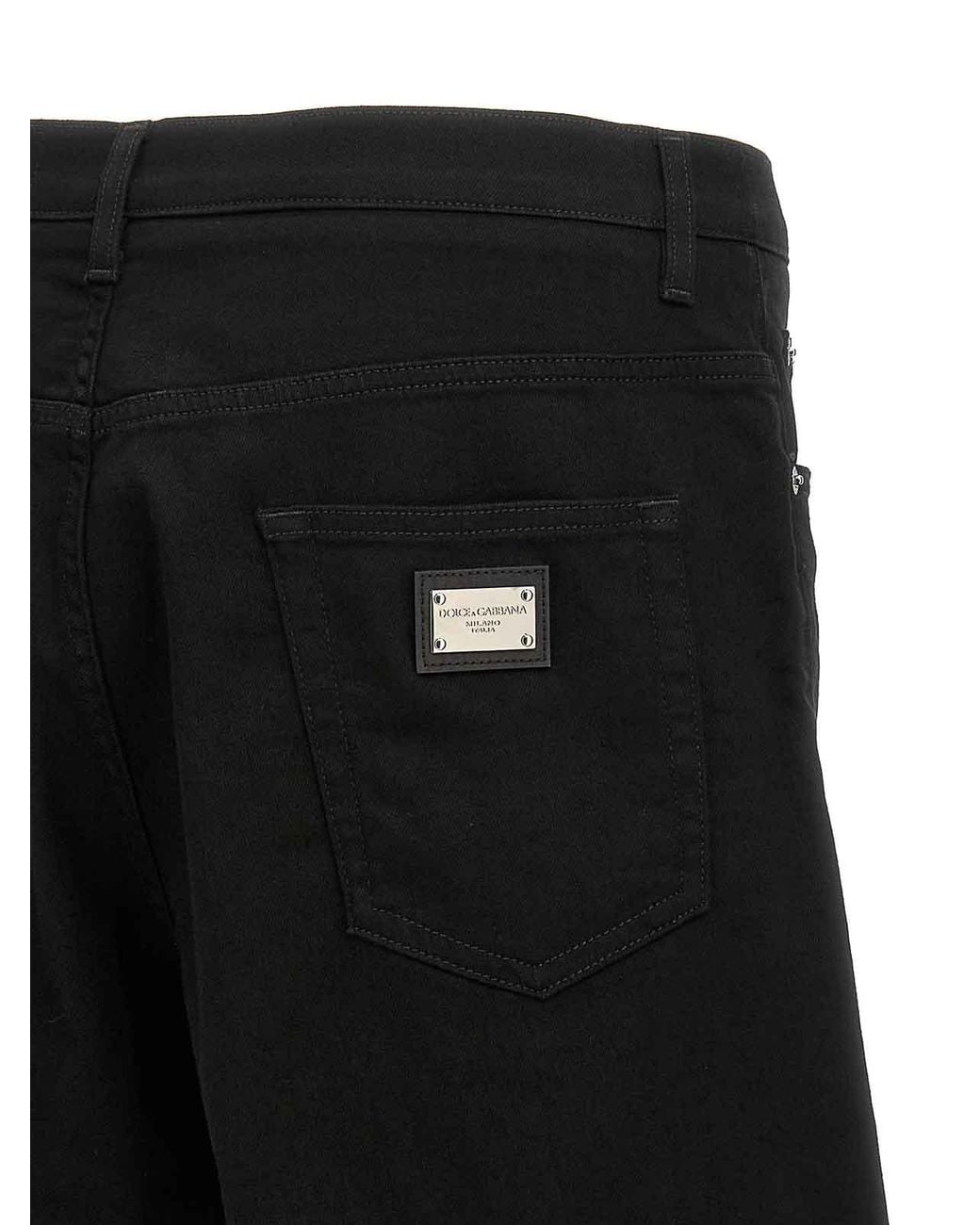 Dolce & Gabbana Black Stretch Denim Bermuda Shorts for men