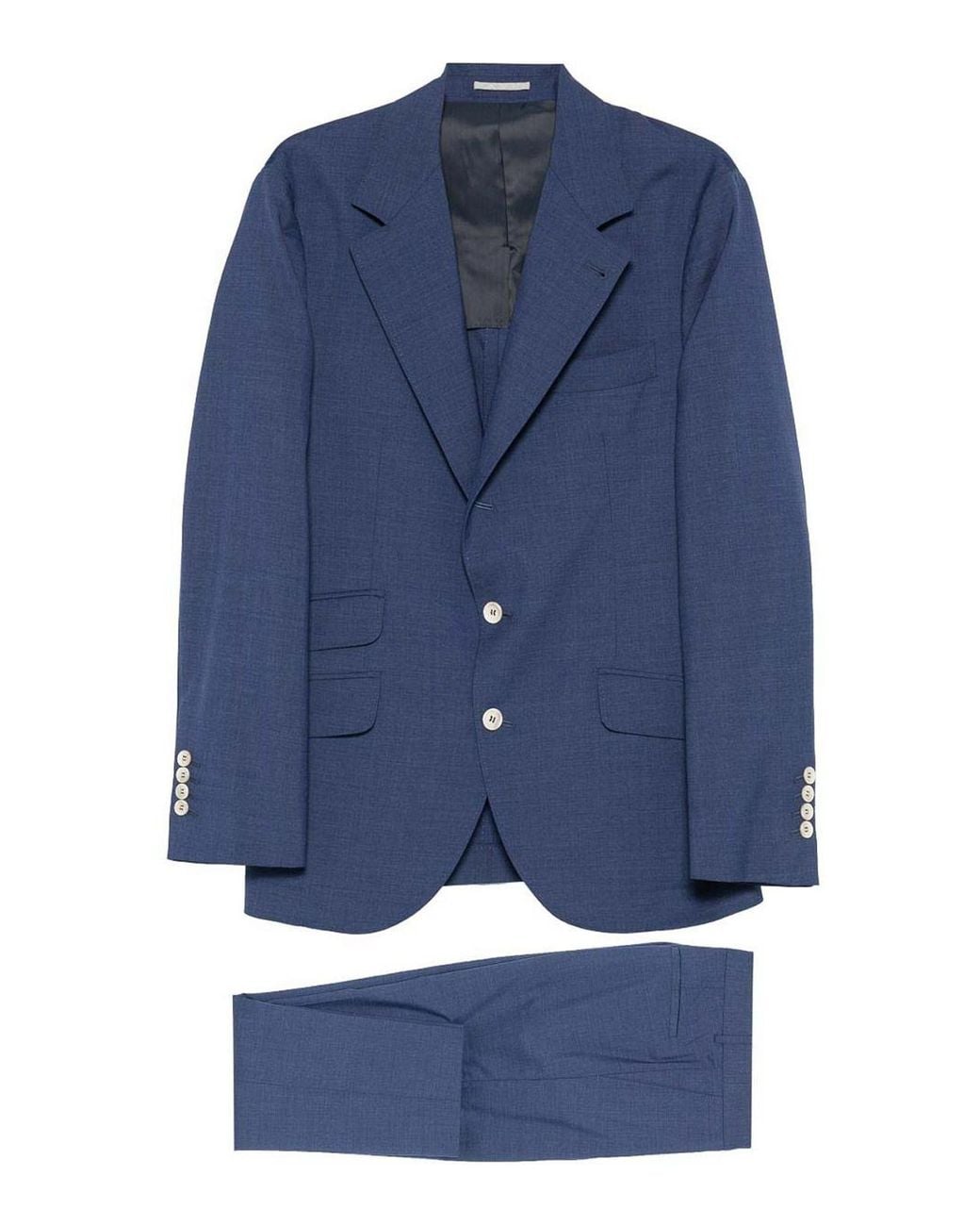 Brunello Cucinelli Blue Single-Breasted Suit With Peak Lapels for men