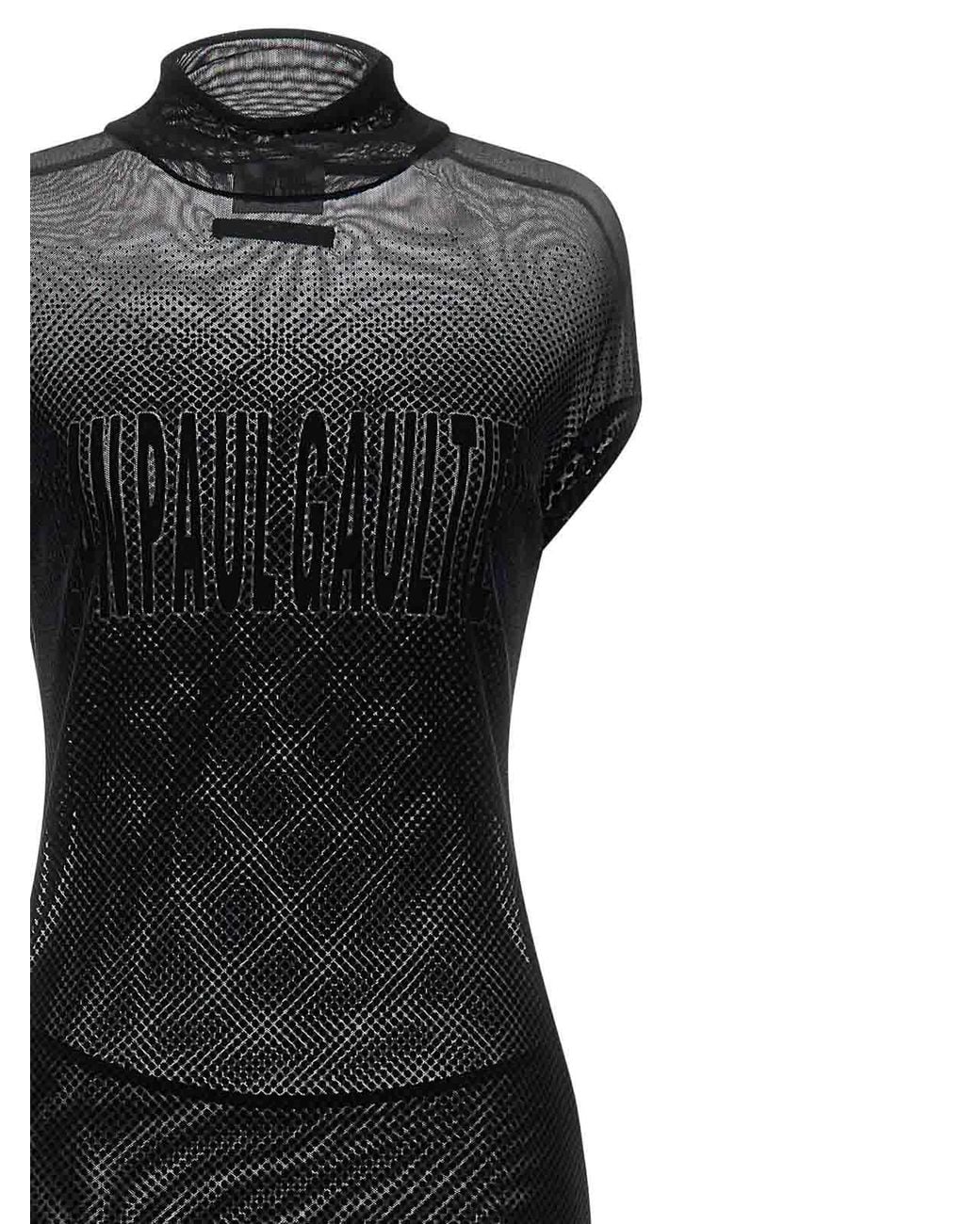 Jean Paul Gaultier Black Flocked Dress