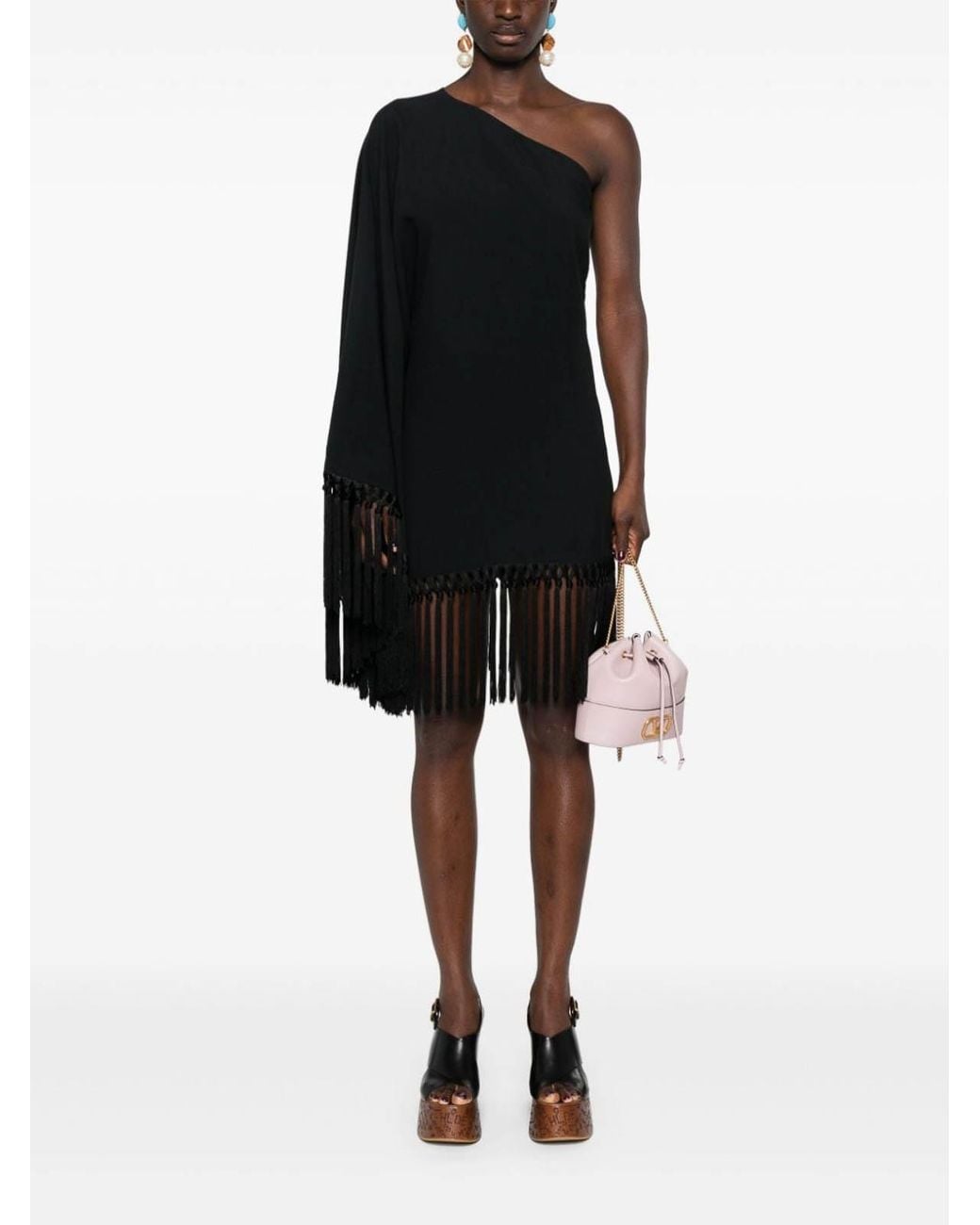 Taller Marmo Black Piccolo Arno Fringed Short Dress
