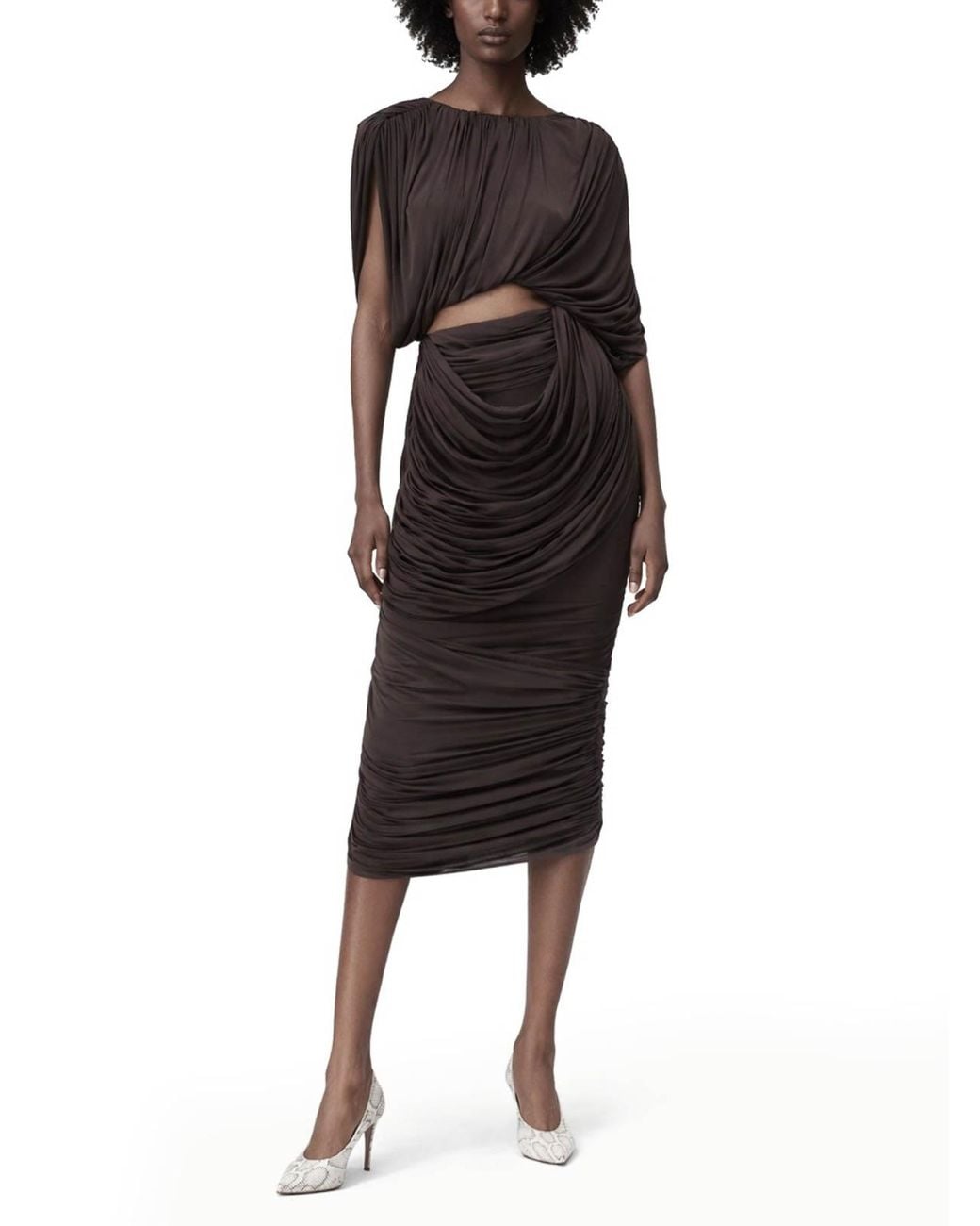 Magda Butrym Gray Cupro Midi Skirt