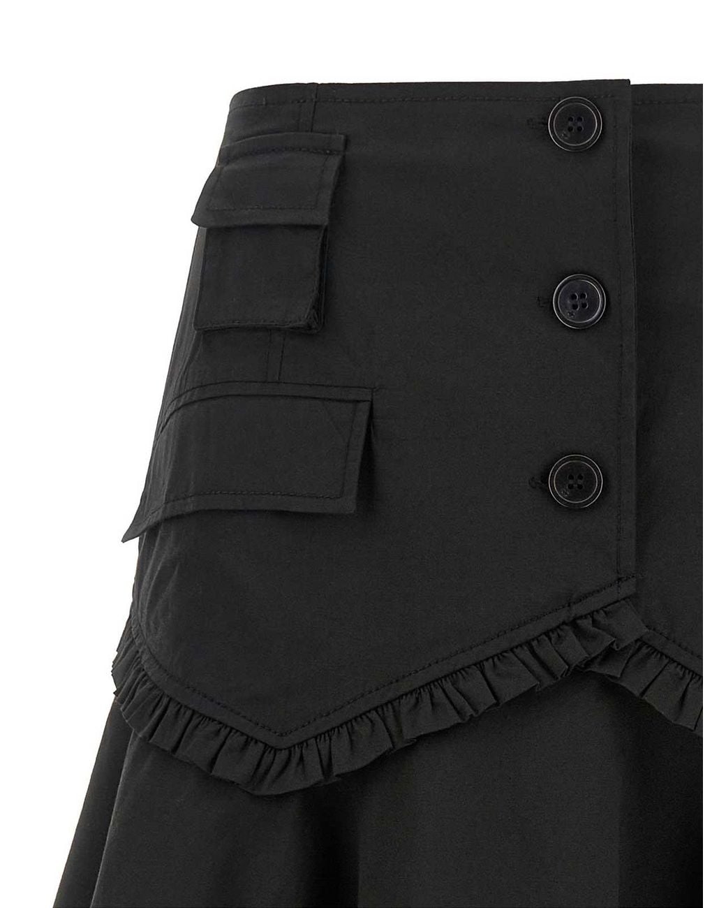 Ganni Black Stretch Cotton Skirt