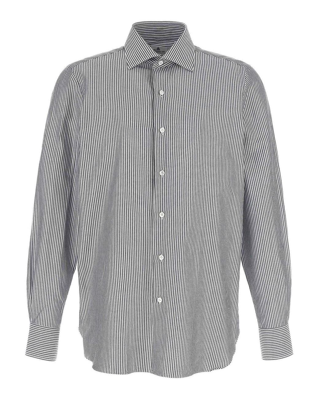 Finamore 1925 Gray Luigi Striped Shirt for men