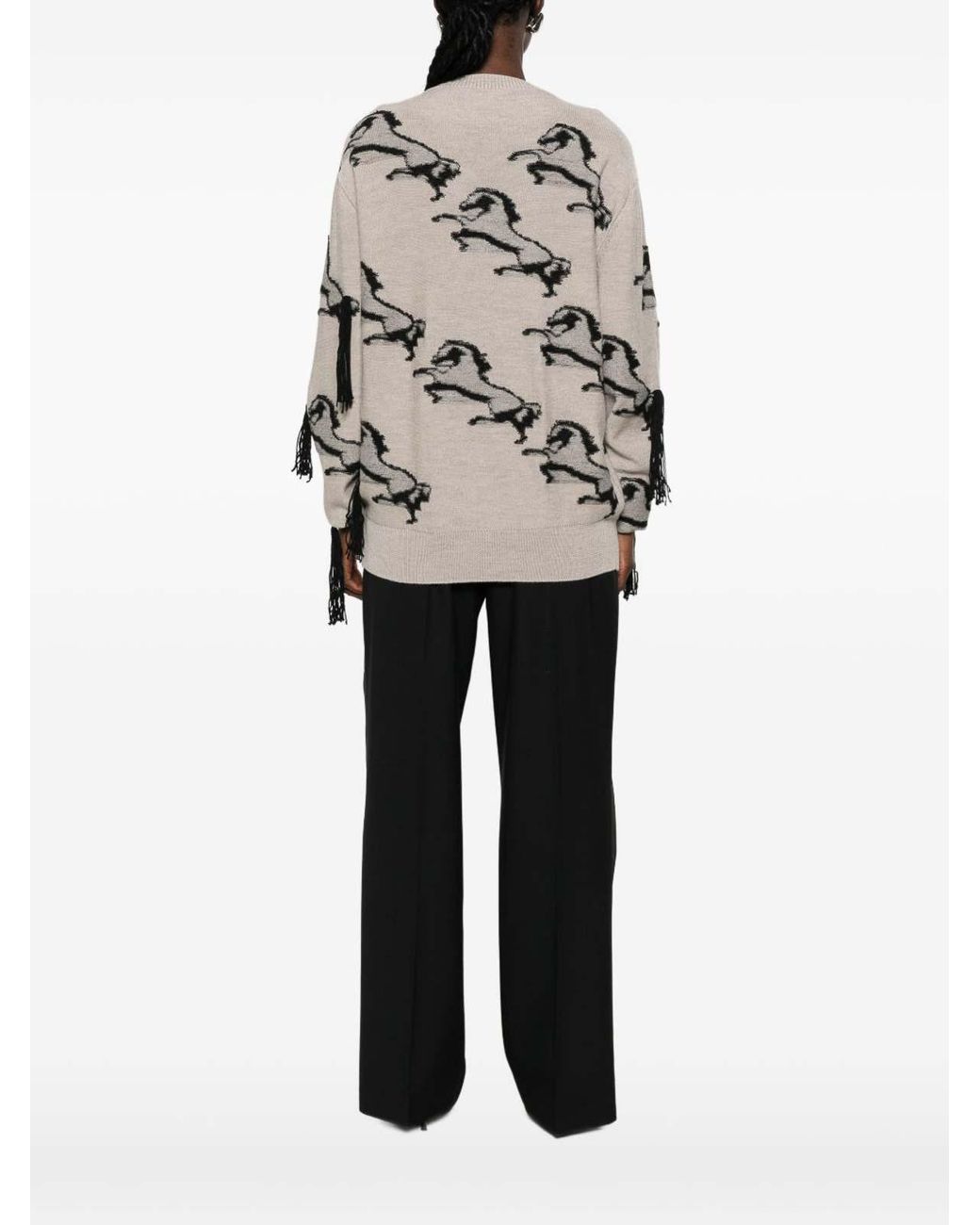 Stella McCartney Natural Embroidered Horse Wool Jumper