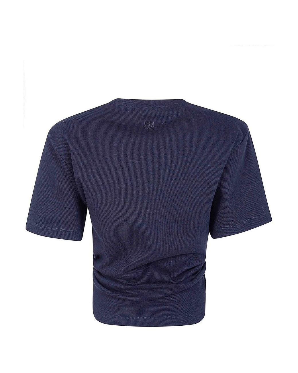 Magda Butrym Blue Twist Cropped T-Shirt