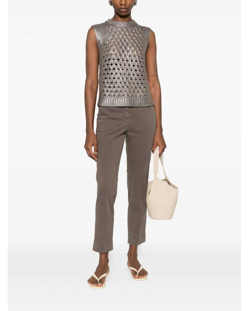 Peserico Gray Straight Leg Trousers