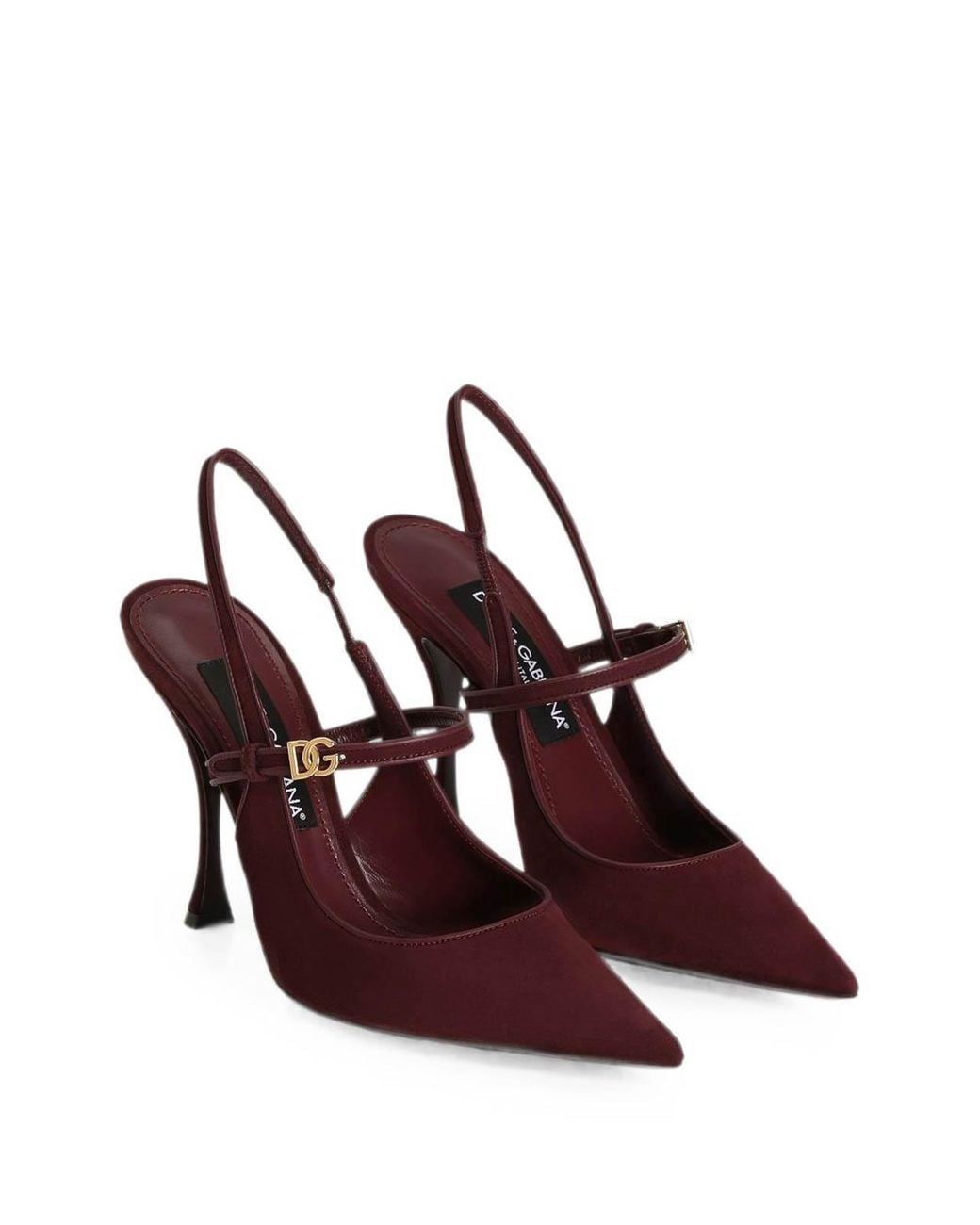 Dolce & Gabbana Brown Burgundy Suede High-Heel Slingback Pumps