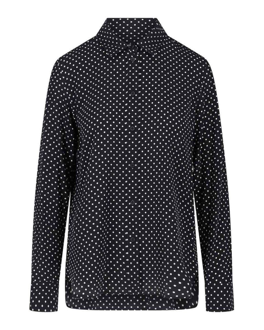 Nili Lotan Blue Silk Polka Dot Shirt