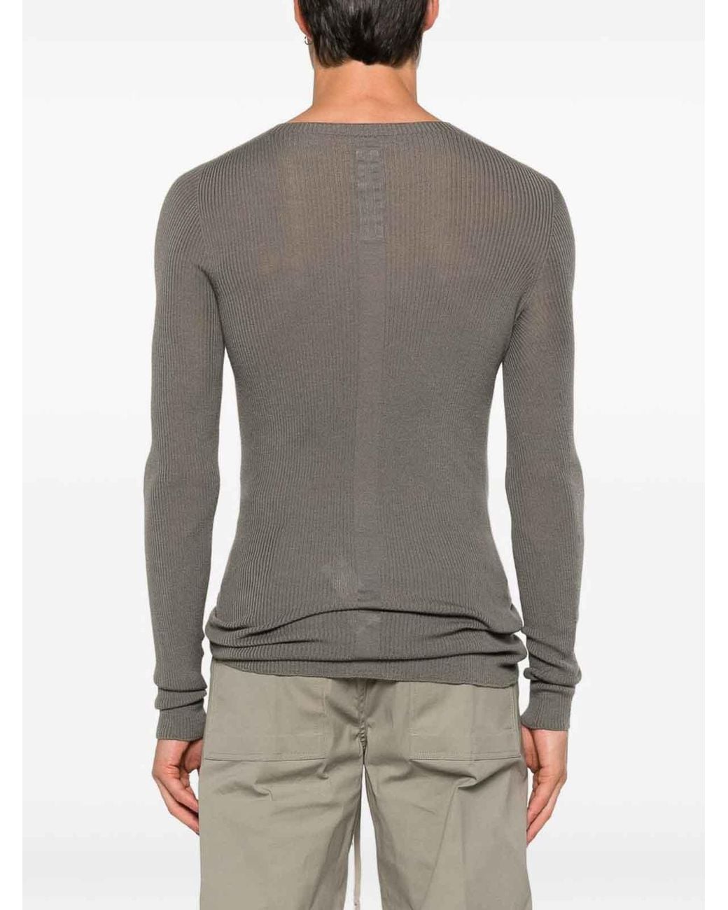 Rick Owens Gray Crew-Neck Sweater for men