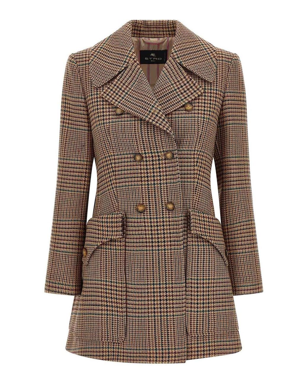 Etro Brown Prince Of Wales Coat