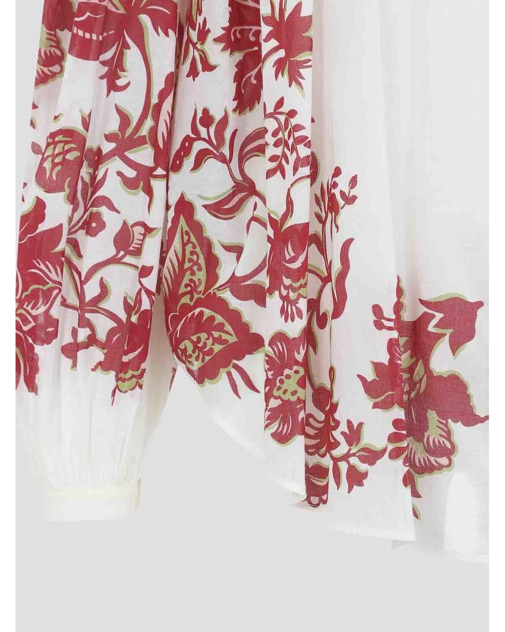 Etro Red Pleates Band Collar Shirt