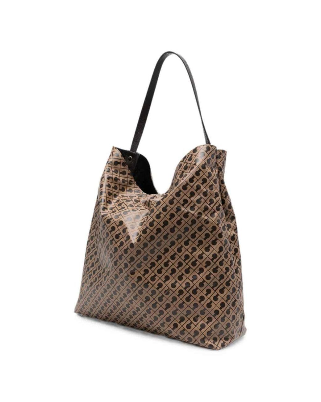 Gherardini Brown Hobo Toffee Bag With All-Over Logo