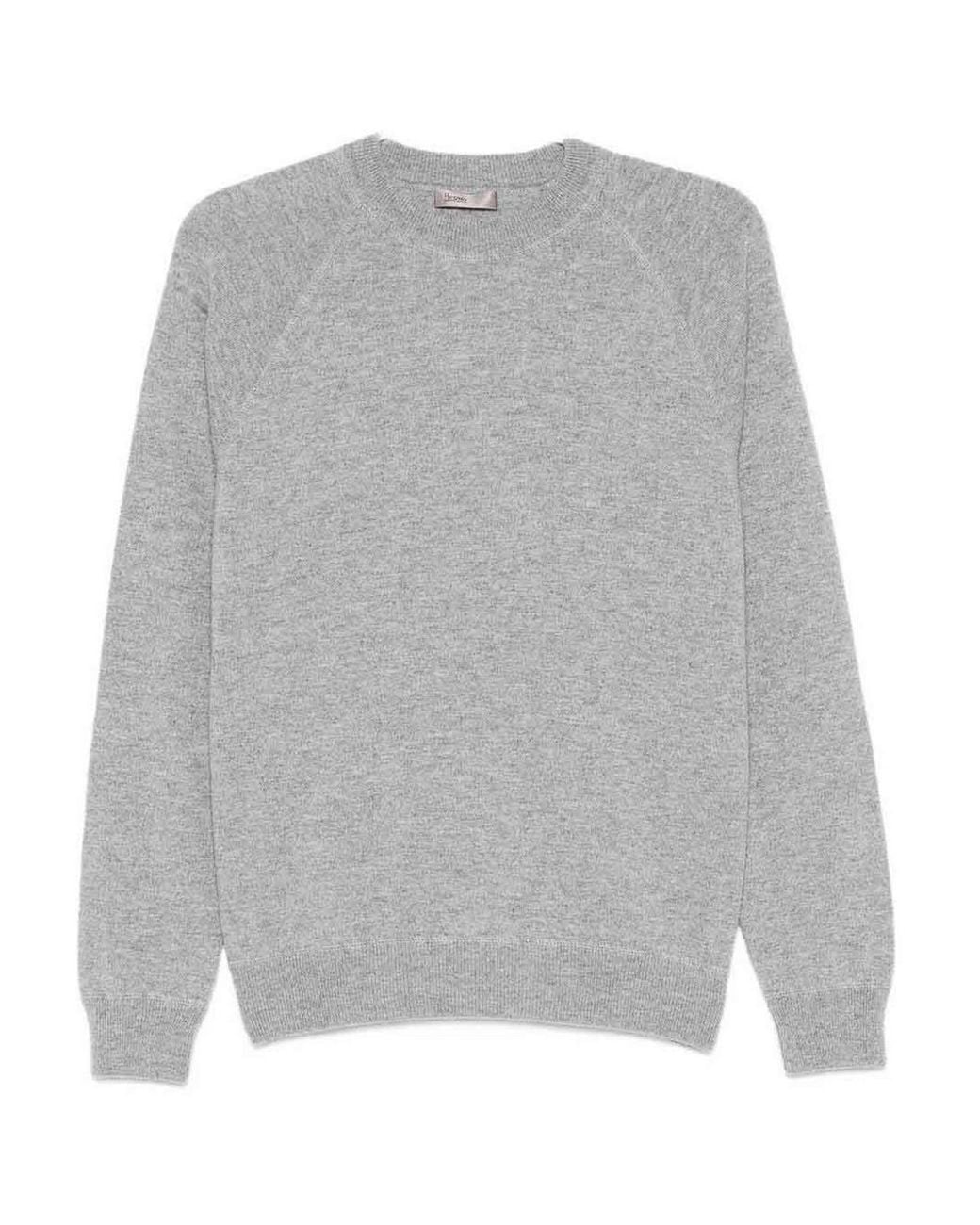 Herno Gray Round-Neck Knitwear for men