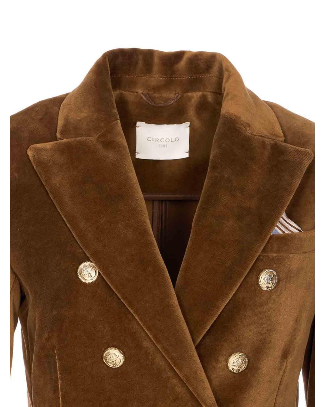 Circolo 1901 Brown Suede Double Breasted Button Closure
