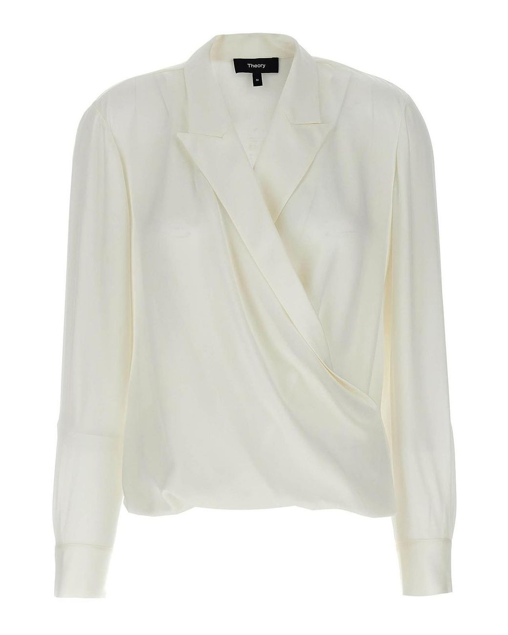 Theory White Pk Label Wrap Blouse