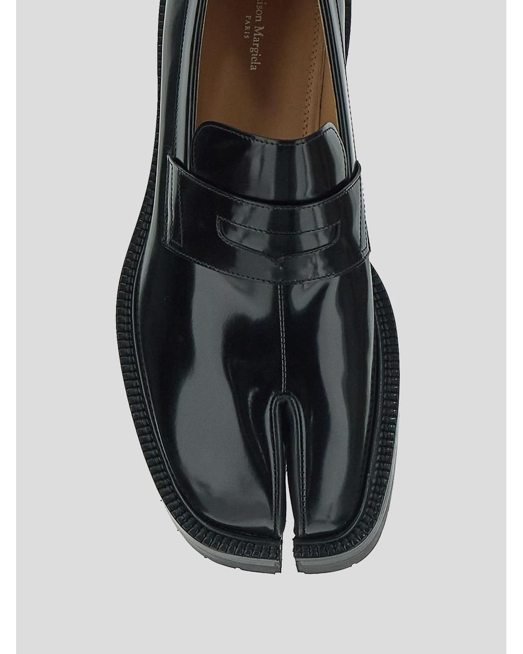 Maison Margiela Black Brushed Leather Tabi Loafers for men