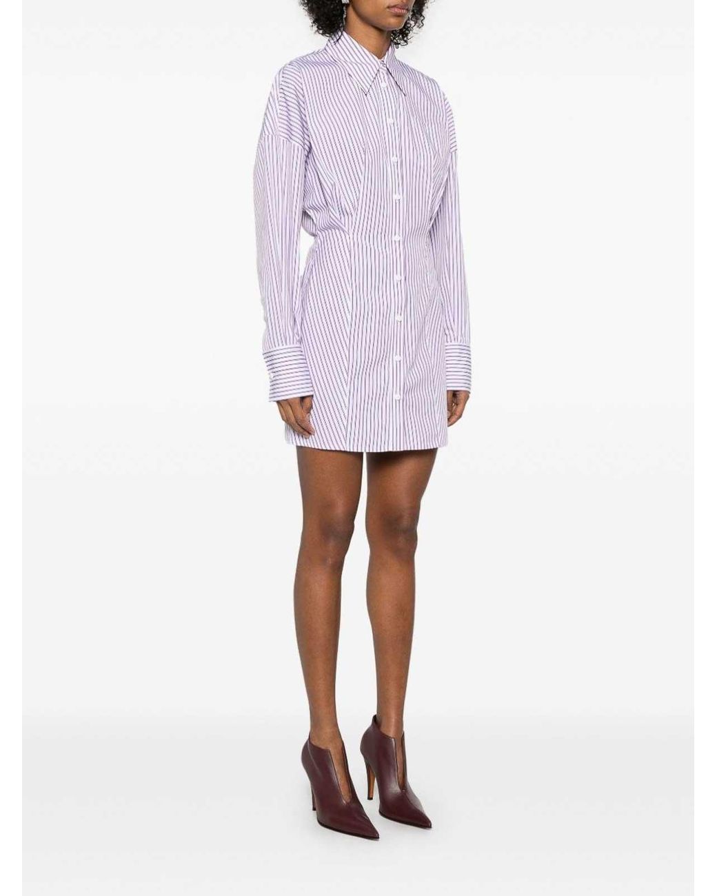 The Attico Purple Mini Dress Striped Cotton