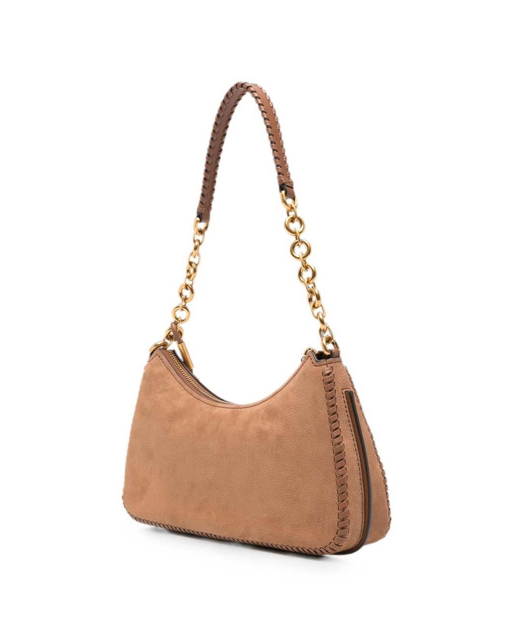 Michael Kors Brown Leather Handbag With-Tone Charm