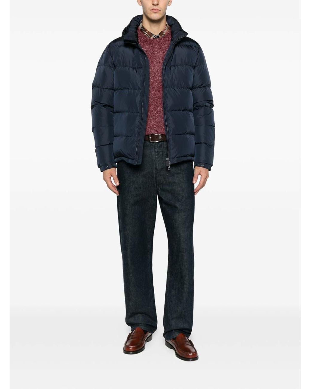 Aspesi Blue Padded Nylon Down Jacket for men