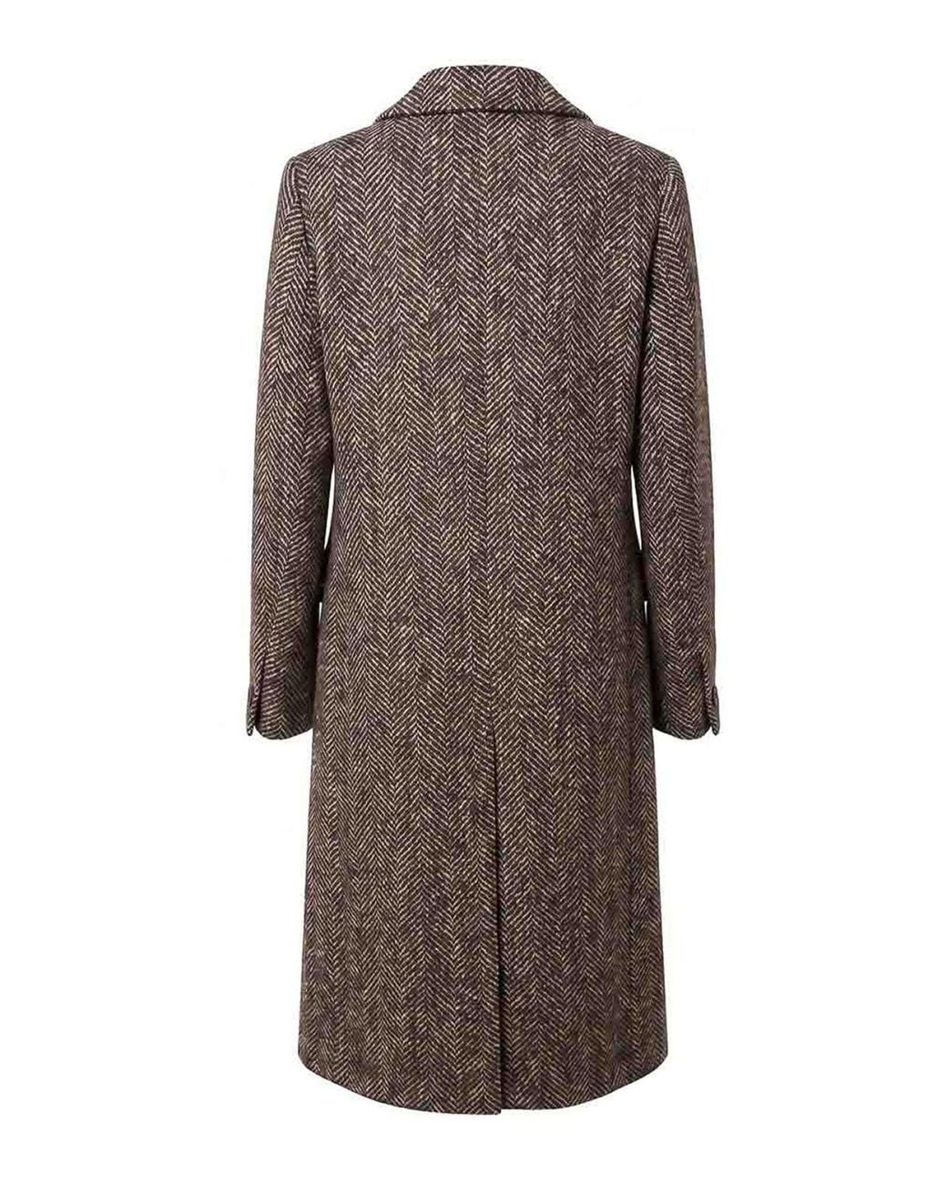 Tagliatore Brown "Amanda" Chevron Wool Coat