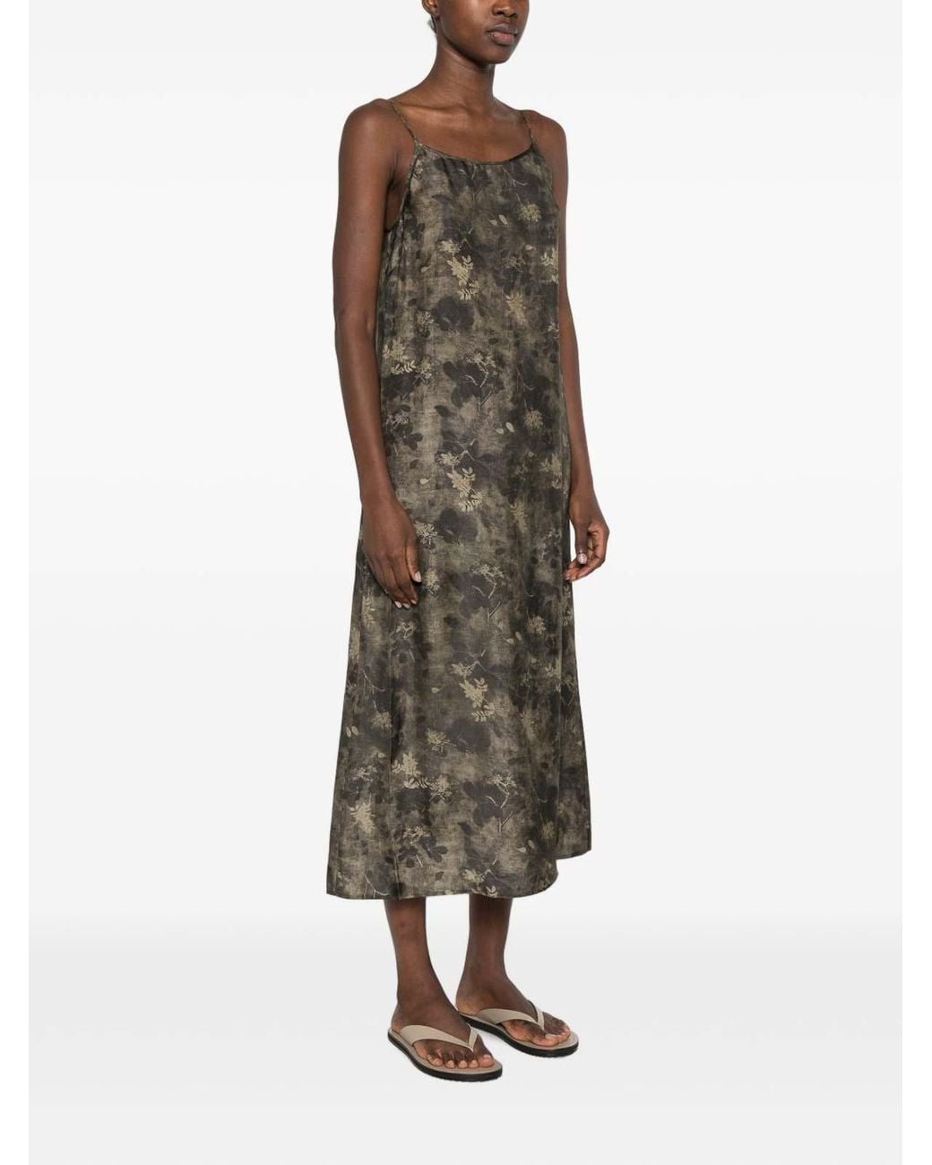 Uma Wang Green Anaya Printed Long Dress