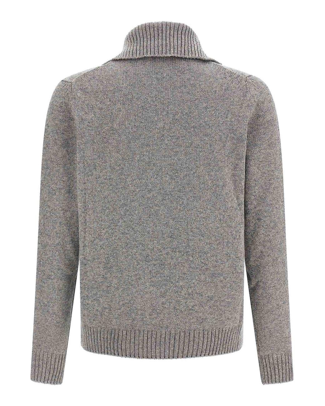 Zanone Gray Virgin Wool Cardigan for men
